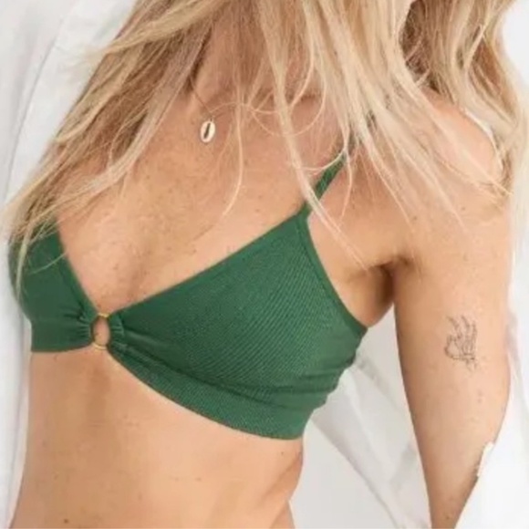 Aerie Plunge Ribbed Ring Bralette Green Size Small New with Tag - Picture 1 of 11